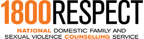 1800RESPECT logo with orange and black text and the tagline 'National Domestic Family and Sexual Violence Counselling Service'.