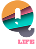 QLife logo with a large multicolored Q and pink text 'Life' underneath