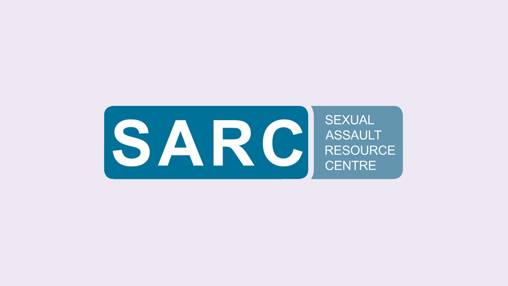 Sexual Assault Resource Centre logo with white text 'SARC' on a teal background and in white text on a lighter teal background