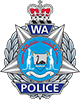 Western Australian Police logo with a blue and silver badge featuring the Western Australia emblem